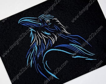 Neon colour Crow bird head light density Digitised Machine Embroidery Design fits 5x7 inch hoop Digital Download Any colours