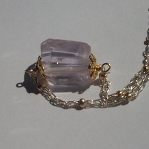 Necklace Solitaire Spodumene, Kunzit Nugget