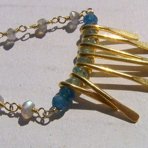 Chain, labradorite, Petrol, &quot;Paraiba&quot;, apatite, sterling silver, vermeil, gold filled