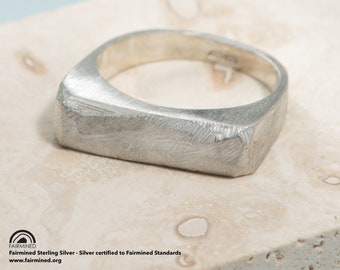 Brushed Signet Ring in Fairmined Silver