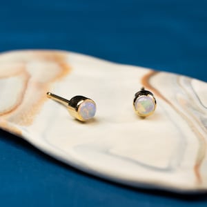 Opal Bezel Studs in Yellow Gold image 1
