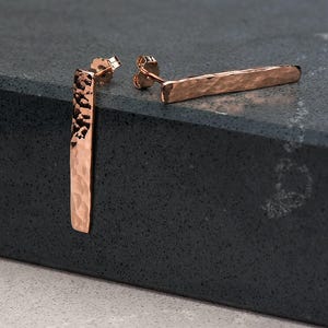 Hammer Finished Drop Earrings in Rose Gold