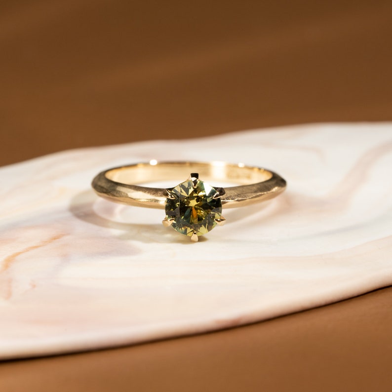 Recycled Green Sapphire Ring in Yellow Gold image 1