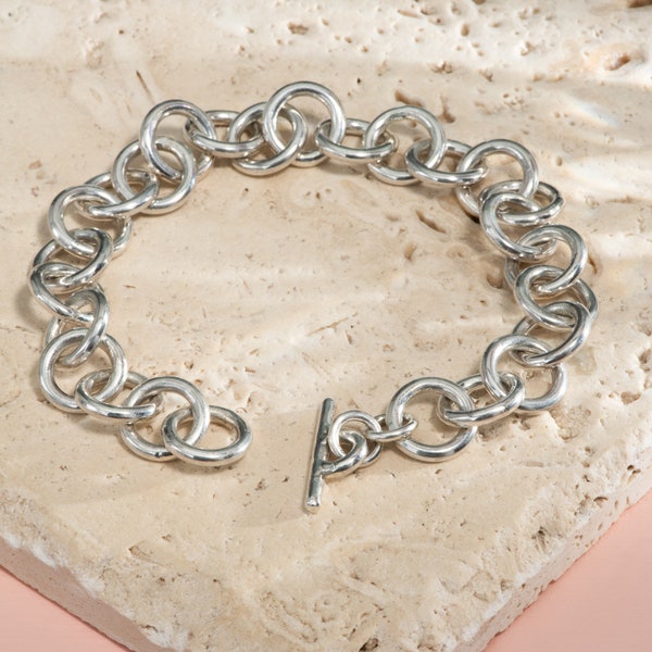 Circular Chain Link Bracelet in Sterling Silver