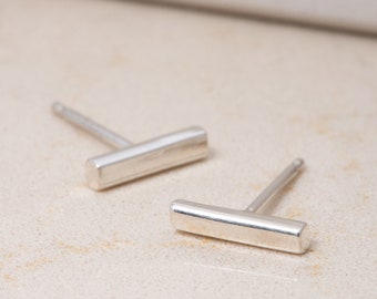 Pendientes rectangulares de plata de ley