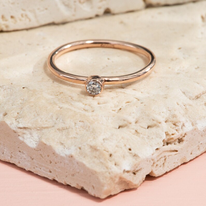 Diamond Bezel Stacker in Rose Gold image 1