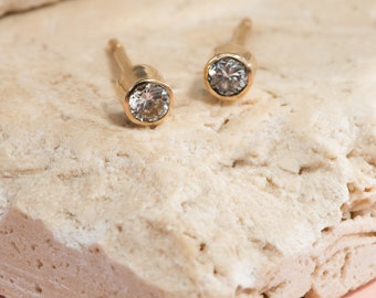 Diamond Bezel Studs in Yellow Gold