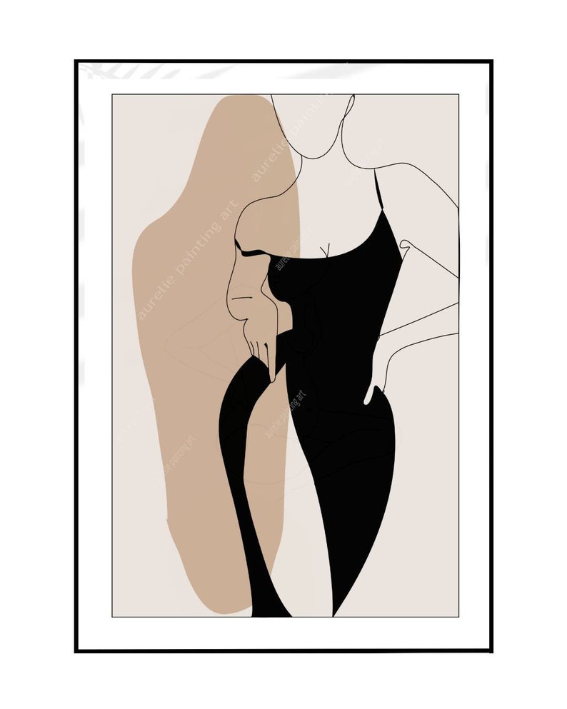 Illustration woman black dress body poster illustrations | Etsy