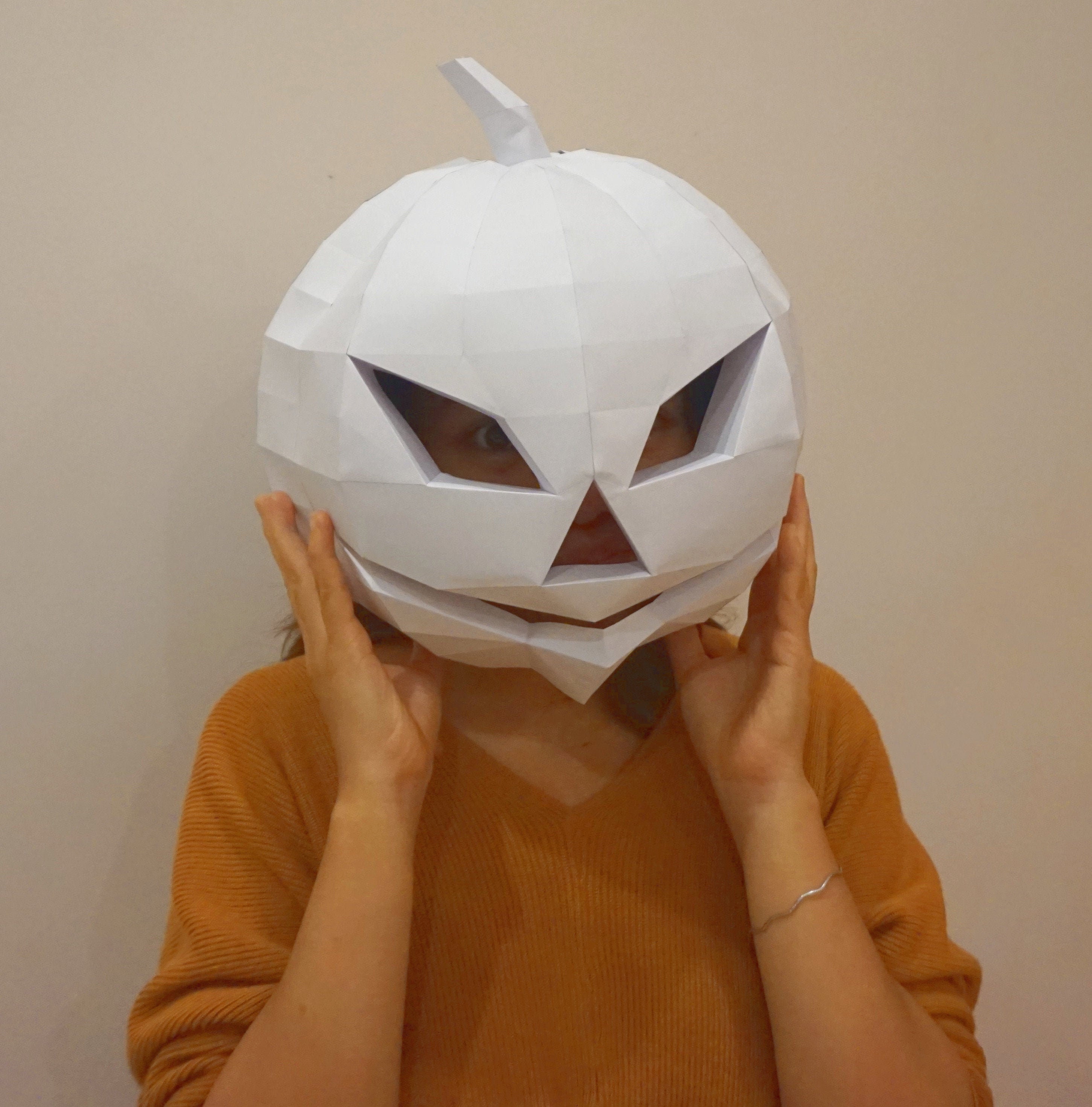 3D Halloween Pumpkin Head Mask Papercraft - Etsy