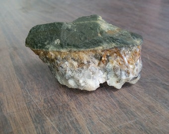 Ancient Spiritual Petroglyph Artifact: CRYSTAL TOOL, TOY,  Paleo Native American Rutilated Quartz overlaying Quartz on greenstone body