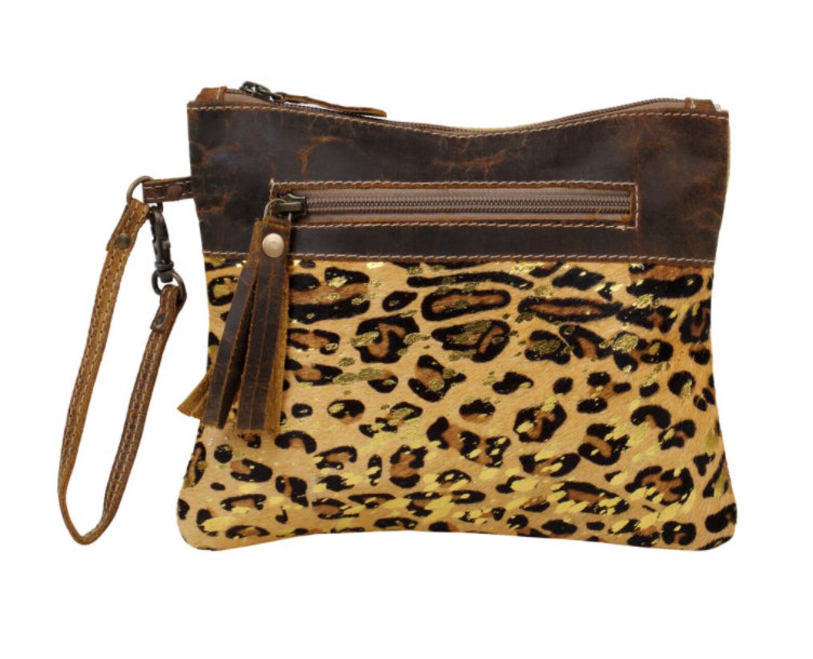 Myra Bag Canvas and Hair on Bag Leopard Print Wristlet Etsy