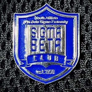 May include: A silver and blue shield-shaped pin with the text "Youth Affiliate Phi Beta Sigma Fraternity Sigma Beta Club est. 1950".