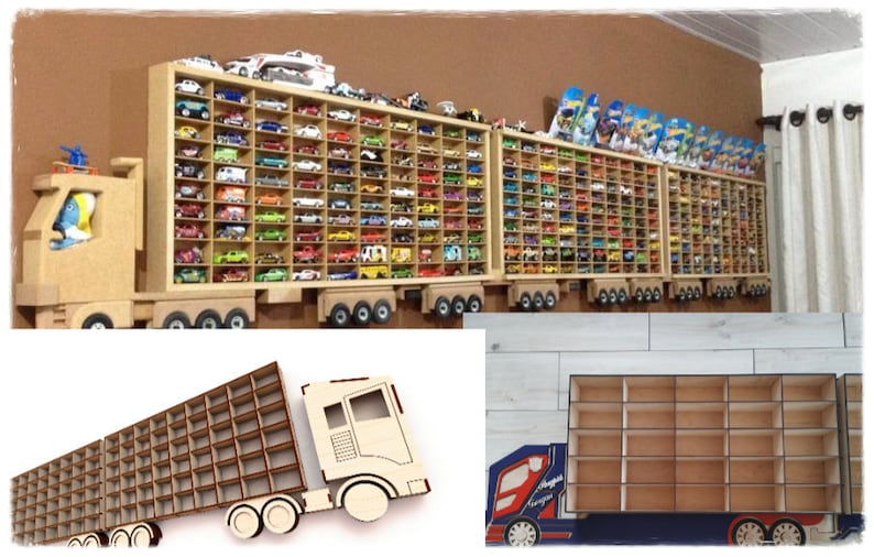 Toy Car Storage Rackfor Truck With Trailer Wall Shelf 136 car | Etsy