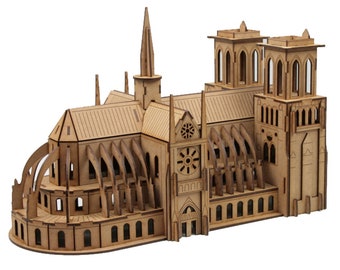 Notre Dame Cathedral 3D Puzzle Laser Cut, Vector Art, Rose Window of Notre Dame Cathedral