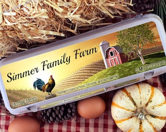 Egg Carton Labels, Retro Farm, Red Barn, 3 pc set