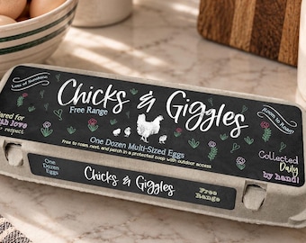 Egg Carton Labels, Chalkboard, 3 part label sets, peel and stick