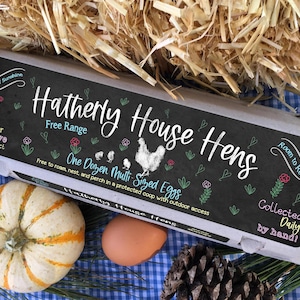 Egg Carton Labels, Chalkboard, 3 part label sets, peel and stick