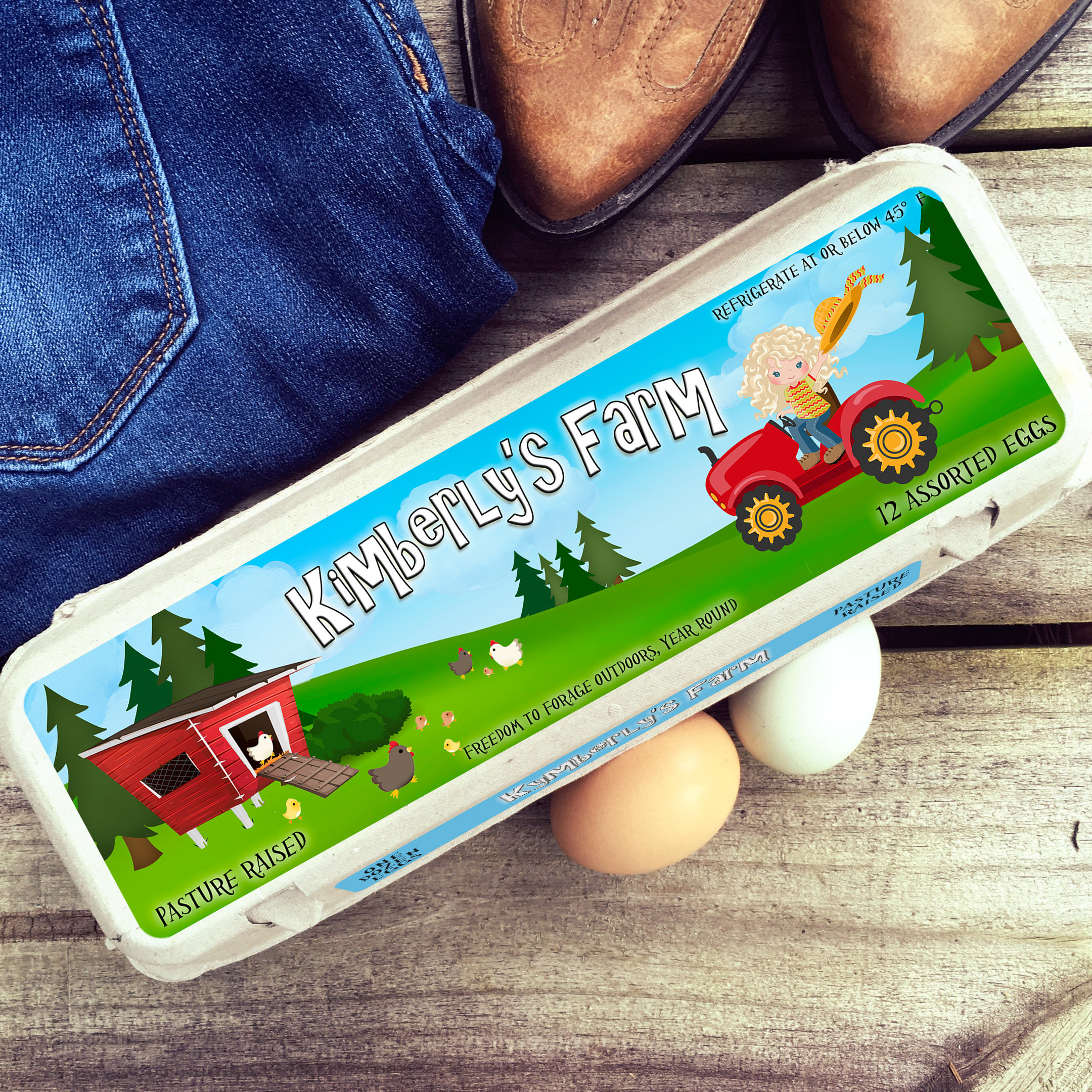 Egg Carton Labels Girl on Tractor Kids on Tractor African Etsy