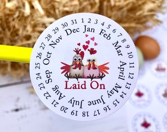 Laid On, FOUR DESIGNS!, Egg Carton Labels, Stickers, Valentine, Date Gathered, Gathered On, Collected On, Expiration Date, Sell By