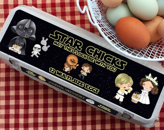 Egg Carton Labels, Space Characters, 3 part label sets, peel and stick