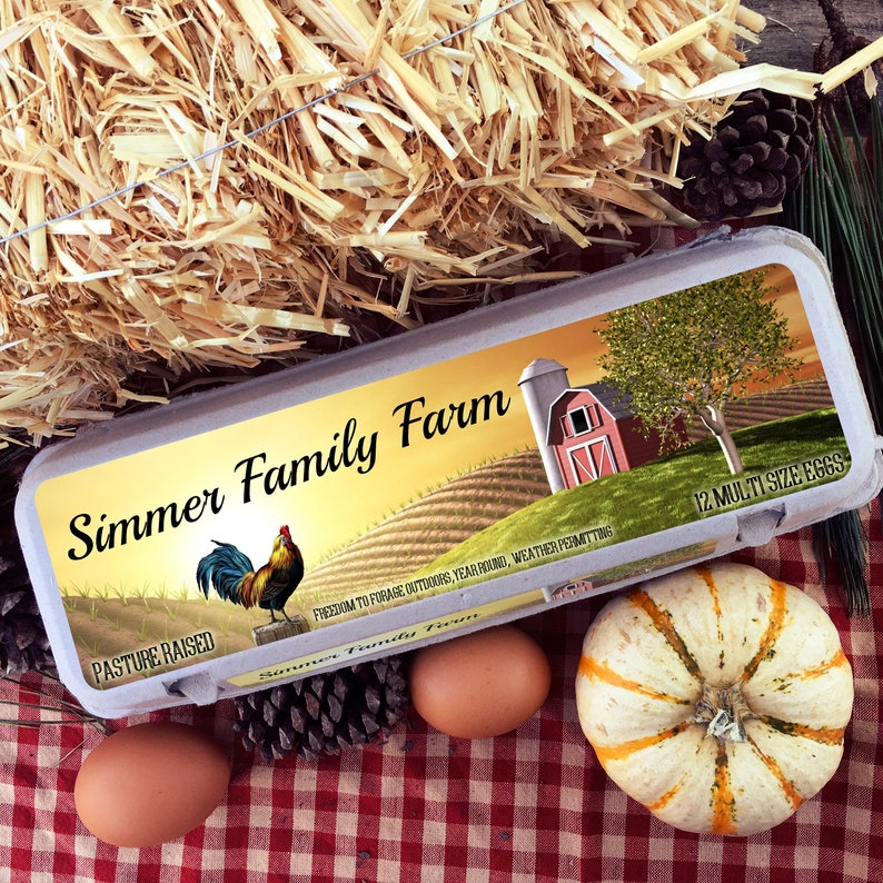 Egg Carton Labels Retro Farm Red Barn 3 Pc Set - Etsy