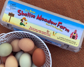 Egg Carton Labels, Farm Girl Wheat Field, Custom, 3 pc set