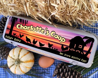 Egg Carton Labels, Tropical Island, Custom, 3 pc set