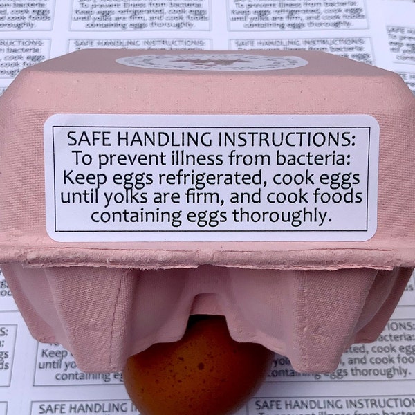 Egg Carton Labels, FDA Safe Handling labels, Refrigerate, Bacteria Warning