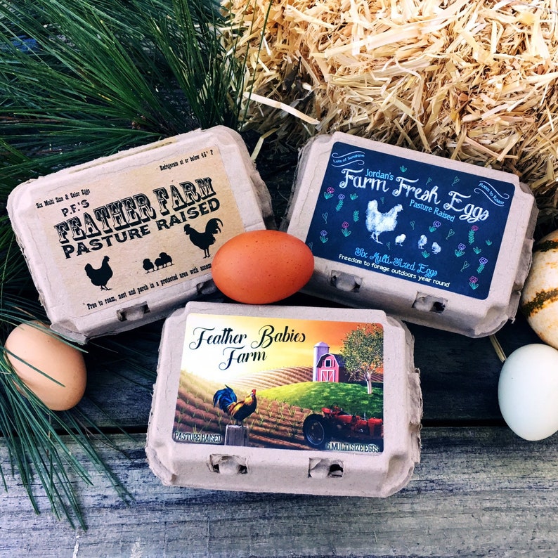 6 ct Egg Carton Labels 1/2 Dozen Carton Labels Any Design 2 Etsy