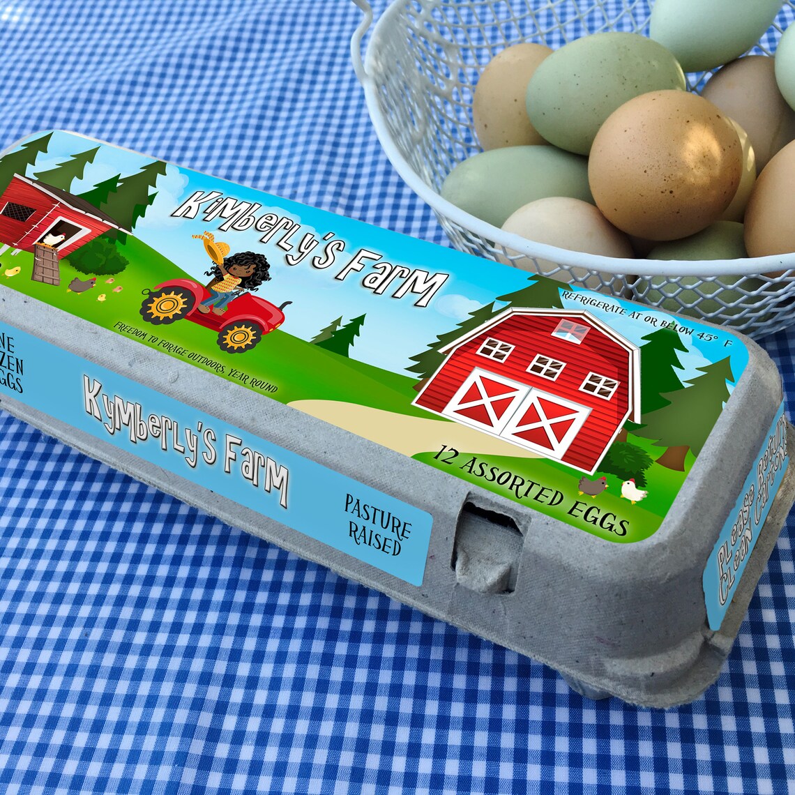 Egg Carton Labels Girl on Tractor Kids on Tractor African Etsy