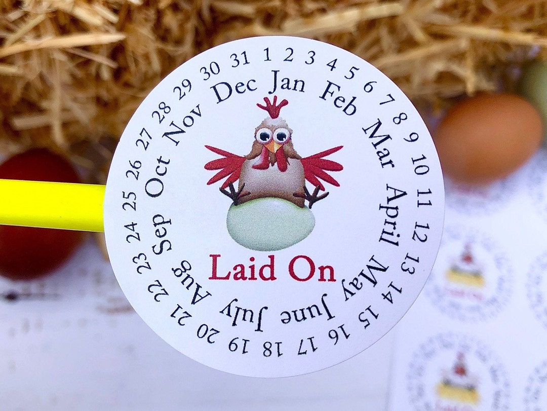 Laid On, FOUR DESIGNS, Egg Carton Labels, Stickers, Date Gathered, Gathered On, Collected On