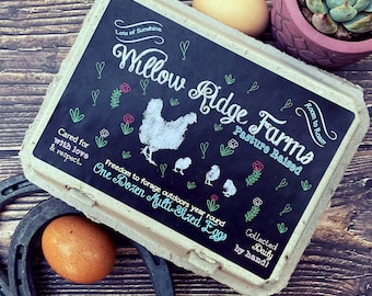 Egg Carton Labels, Chalkboard, Vintage Size, 4x3, Custom, 2 part label sets