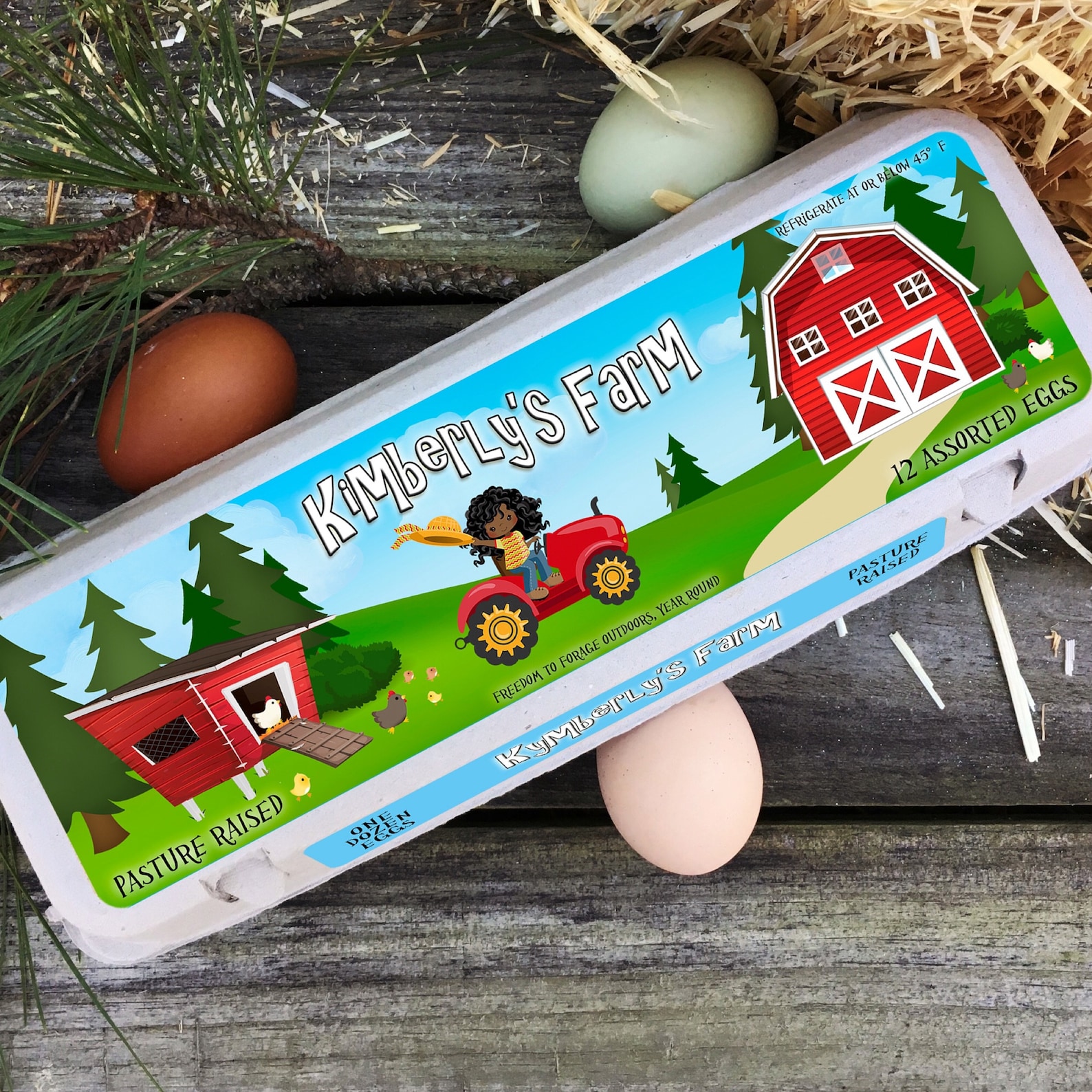 Egg Carton Labels Girl on Tractor Kids on Tractor African Etsy