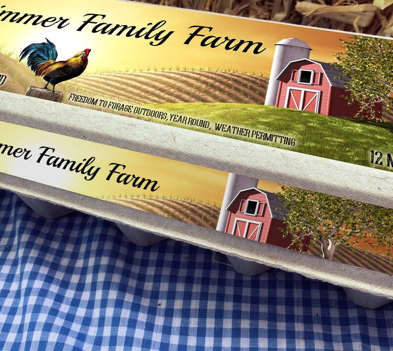 Egg Carton Labels Retro Farm Red Barn 3 Pc Set | Etsy