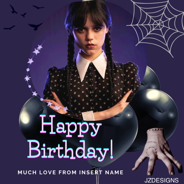 Wednesday Addams Happy Birthday Card - Etsy