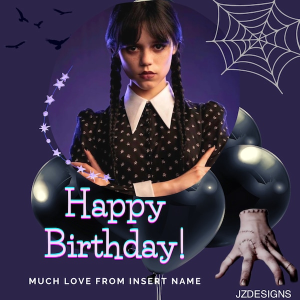 Wednesday Addams Happy Birthday Card - Etsy