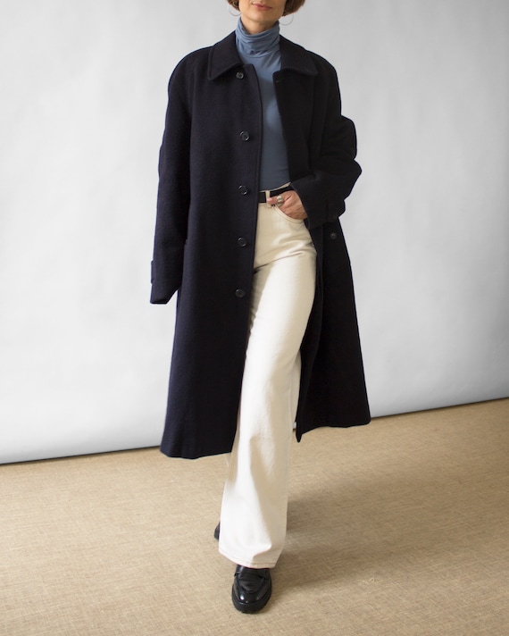 Burberry Dark Blue Wool Winter Oversized Coat