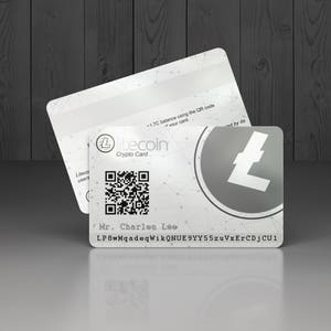 Plastic Litecoin Crypto Card personalised with your unique LTC address.