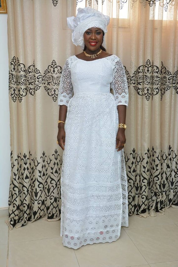 white lace african dress