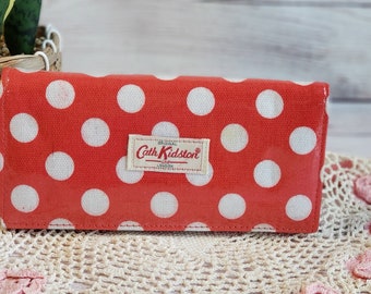 Red & Gray Polka Dots Genuine Leather Small Framed Wallet Personalized Red & Gray Polka Dots Genuine Leather Small Framed Wallet Personalized