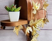 Vintage Decorative Wooden - Copper - Mailbox Wall Hanging with Metal Brass Leaves, Unique Plant Stand Wall Decor, Home Interior 70 39 s Decor