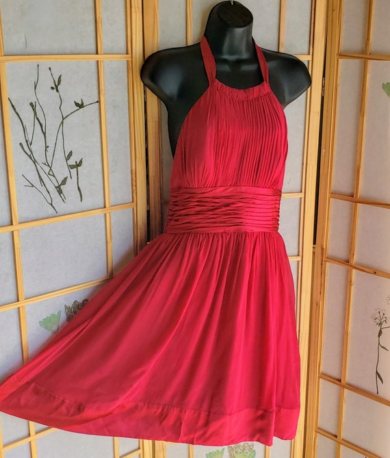 Vintage Fuchsia Halter Dress by Adrianna Papell Bo