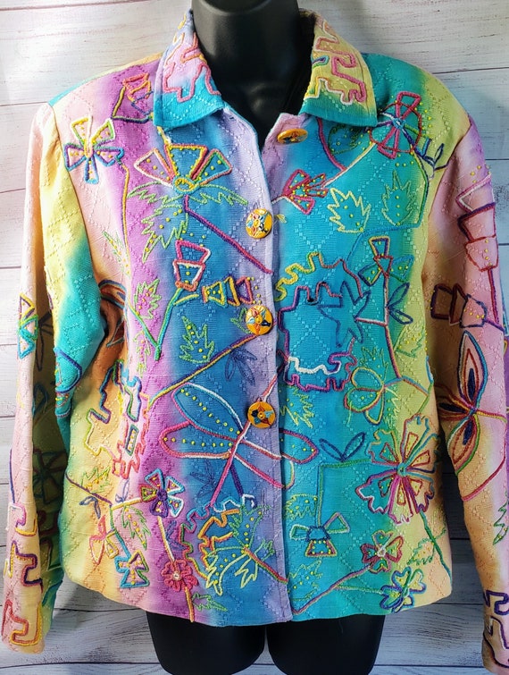 Vintage Eccentric Lightweight Jacket, Embroidered… - image 2