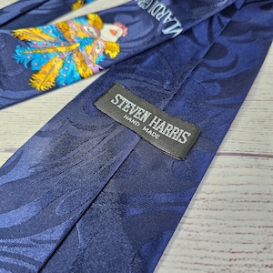 Steven Harris Men's Mardi Gras Fat Tuesday Neck Tie - Black With Colorful Masks & Beads Design
