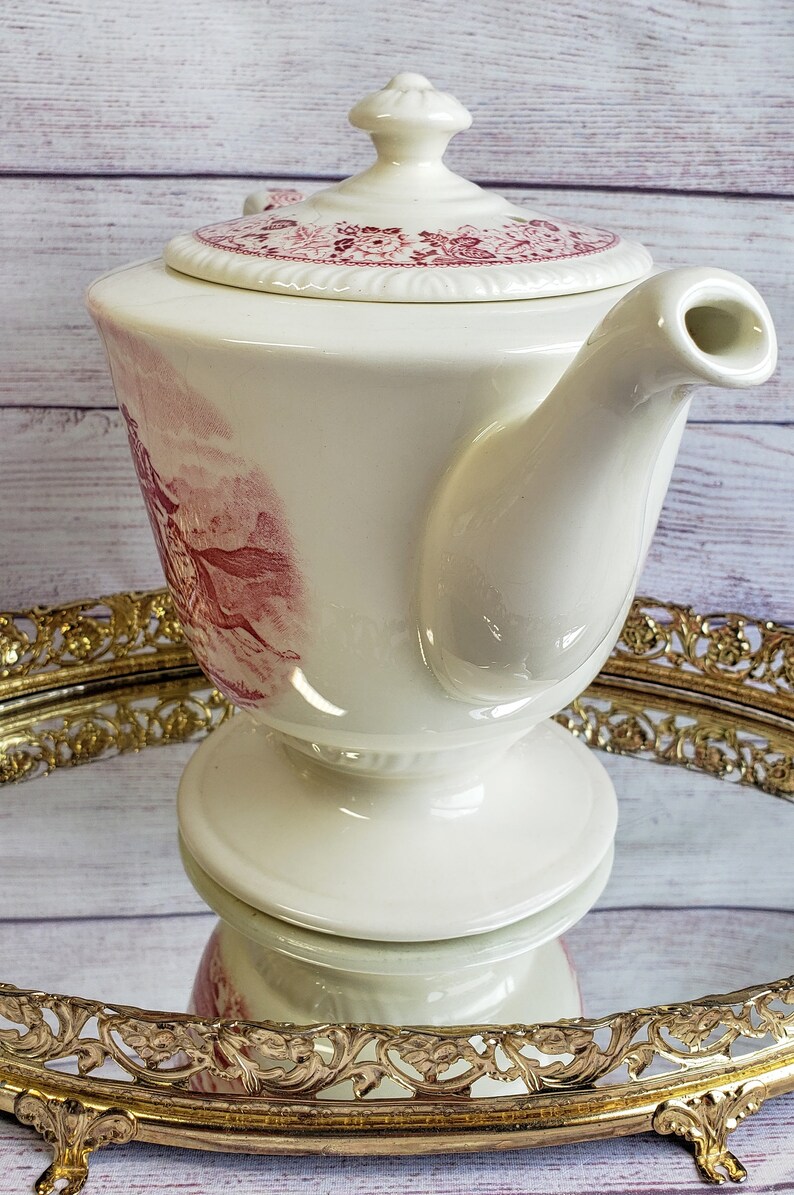 RARE Ceramic Teapot Historical America Red by Homer Laughlin Etsy