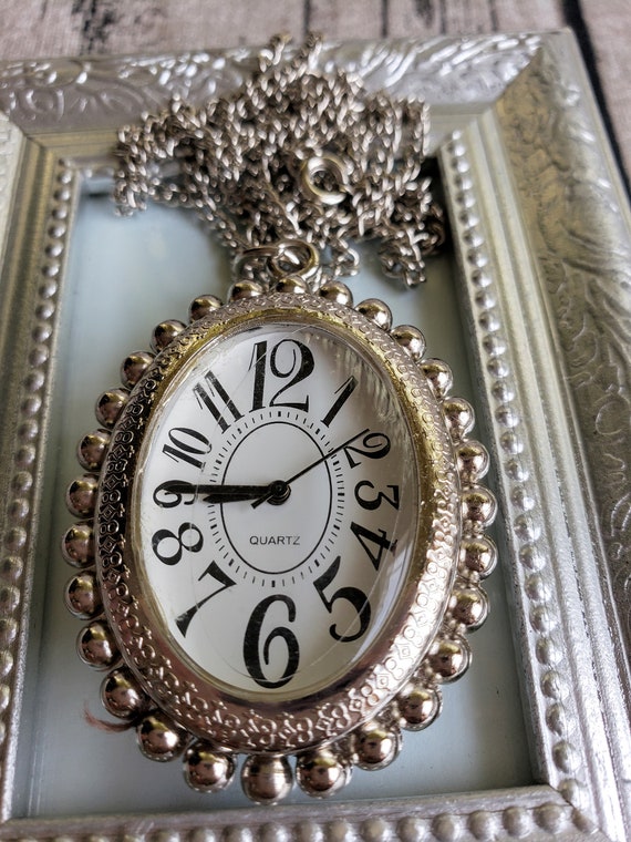 Vintage Reversible Pendant Necklace -  Faux Clock… - image 3