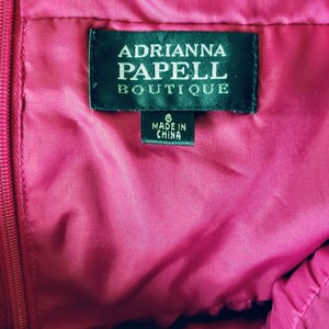 Vintage Fuchsia Halter Dress by Adrianna Papell Boutique, Sz 6, Ruched Waist, Pleated Details, RETRO Hot Pink Prom Dress afbeelding 9