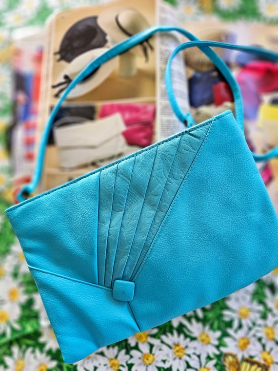 Vintage Turquoise Purse, 80s Crossbody Bag, Retro… - image 8