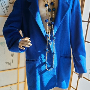 Vintage Blue Wool Blazer with Pockets, Lightweight Fall Winter Jacket, 90s Fashion By BBI, Size Large Business Casual Attire, Blue Coat