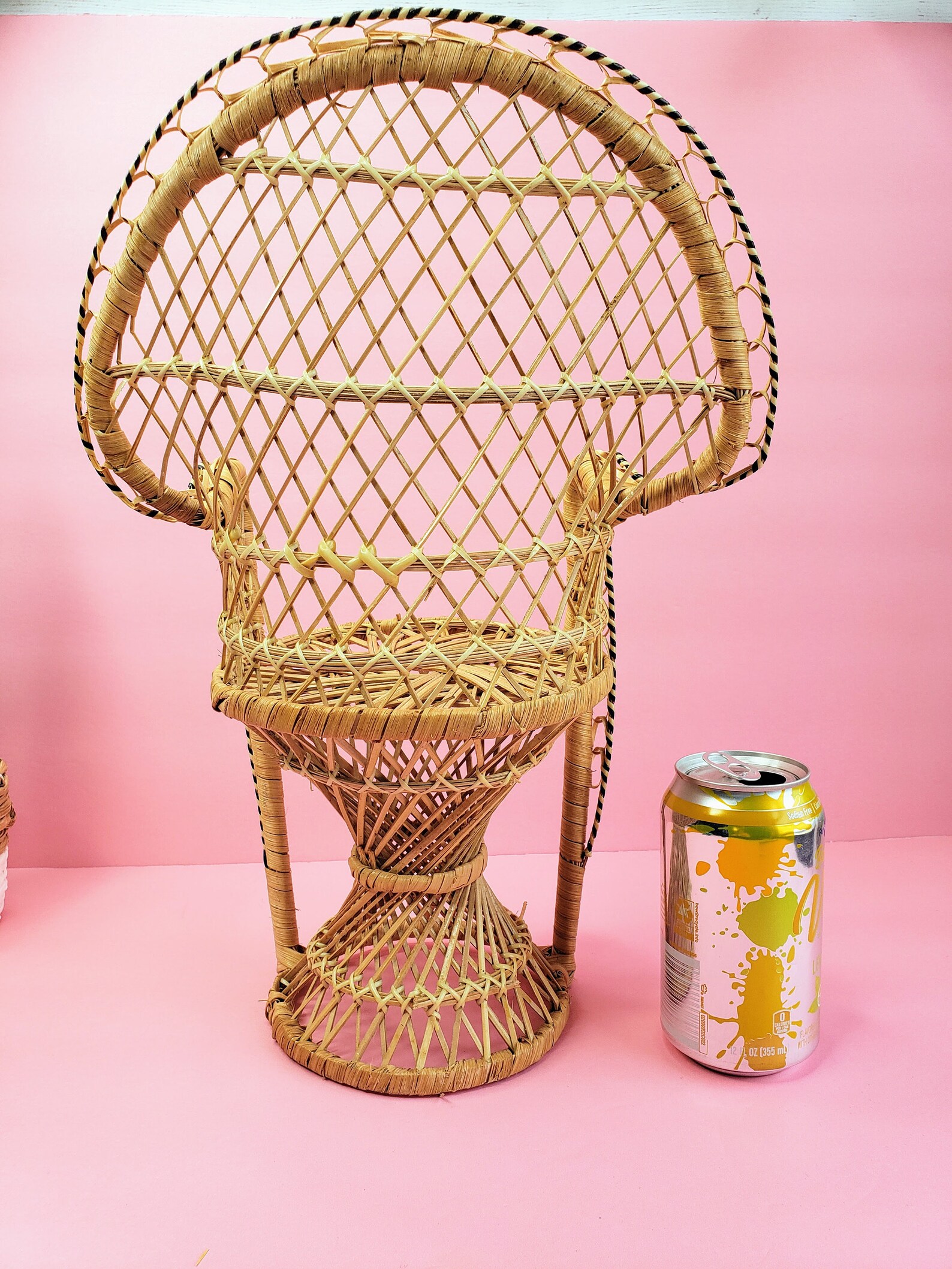 Vintage Peacock Chair Plant Stand Doll Sized Beige Rattan Etsy